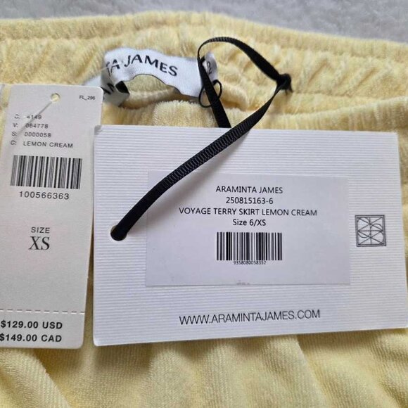 New XS Araminta James x Anthropologie Voyage terry mini skirt Lemon Cream - Picture 5 of 9